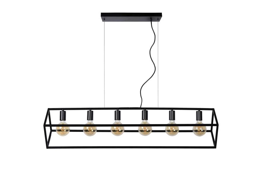 Lucide FABIAN - Hanglamp - 6xE27 - Zwart - uitgezet